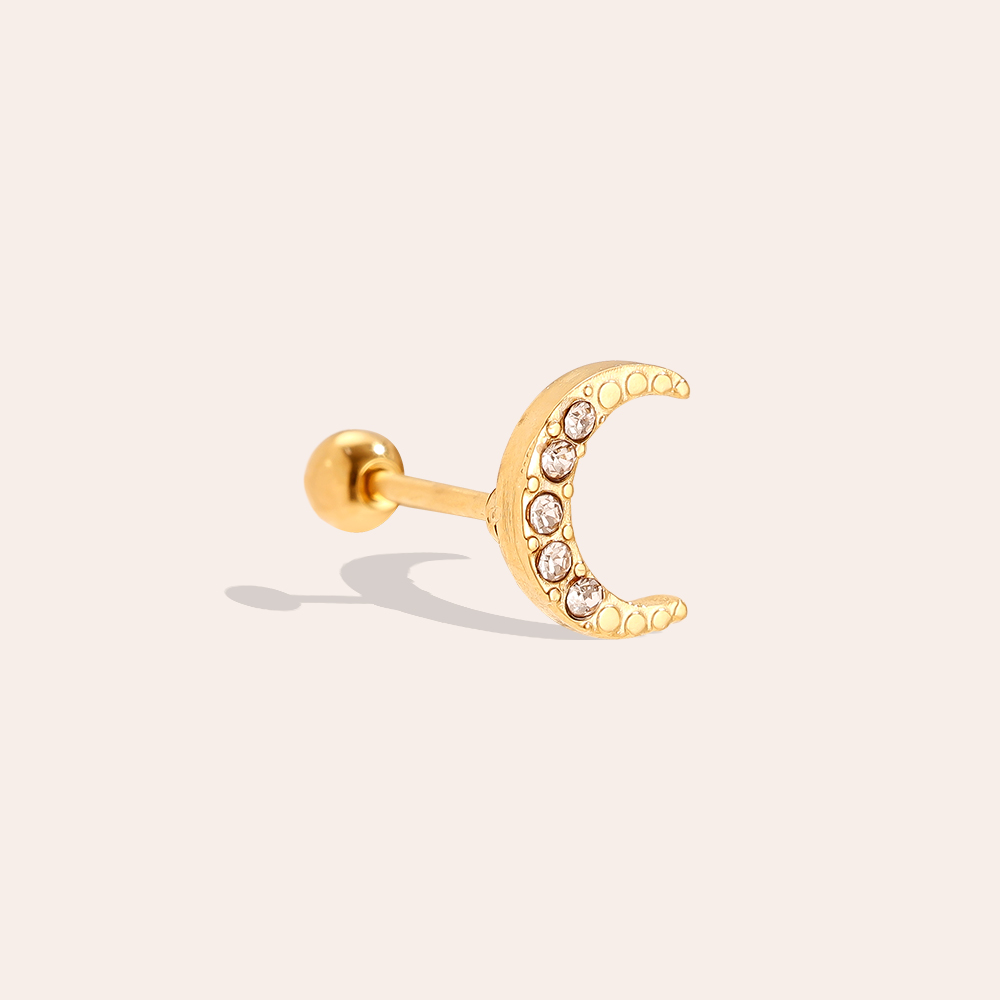 8mm Diamond Moon stainless steel piercing        