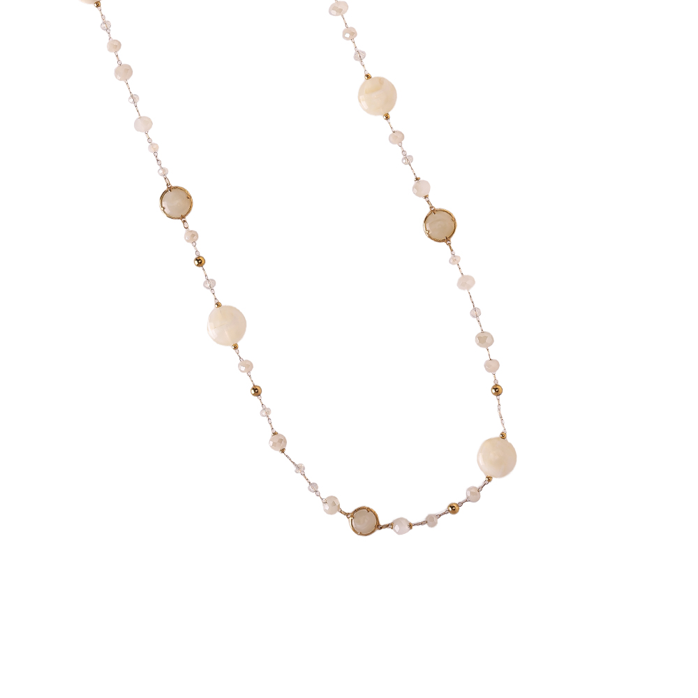 96cm resin crystals stainless steel necklace