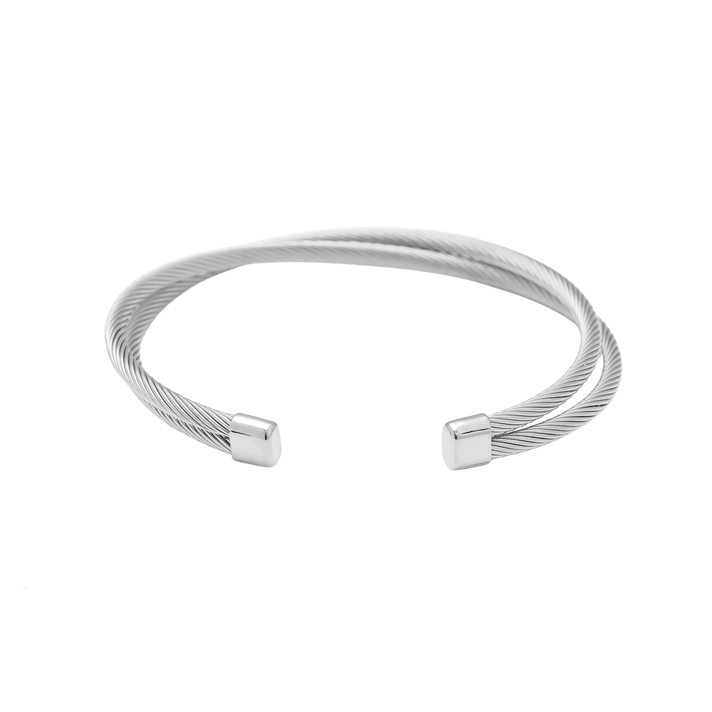 Adjustable Two Cycle Stainless Steel Bangle    