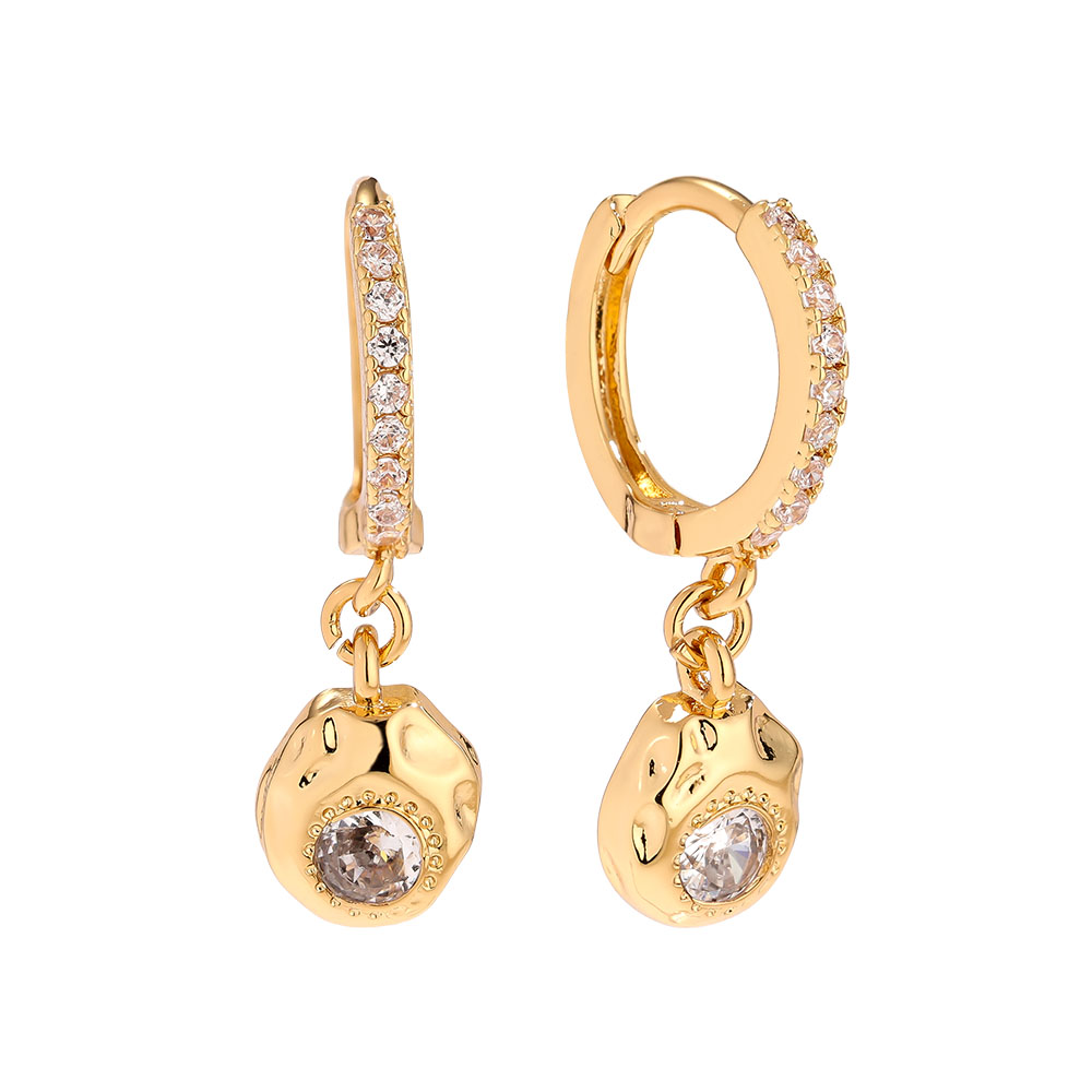 2.5cm Diamond In Plate Gold Plated Earrings   