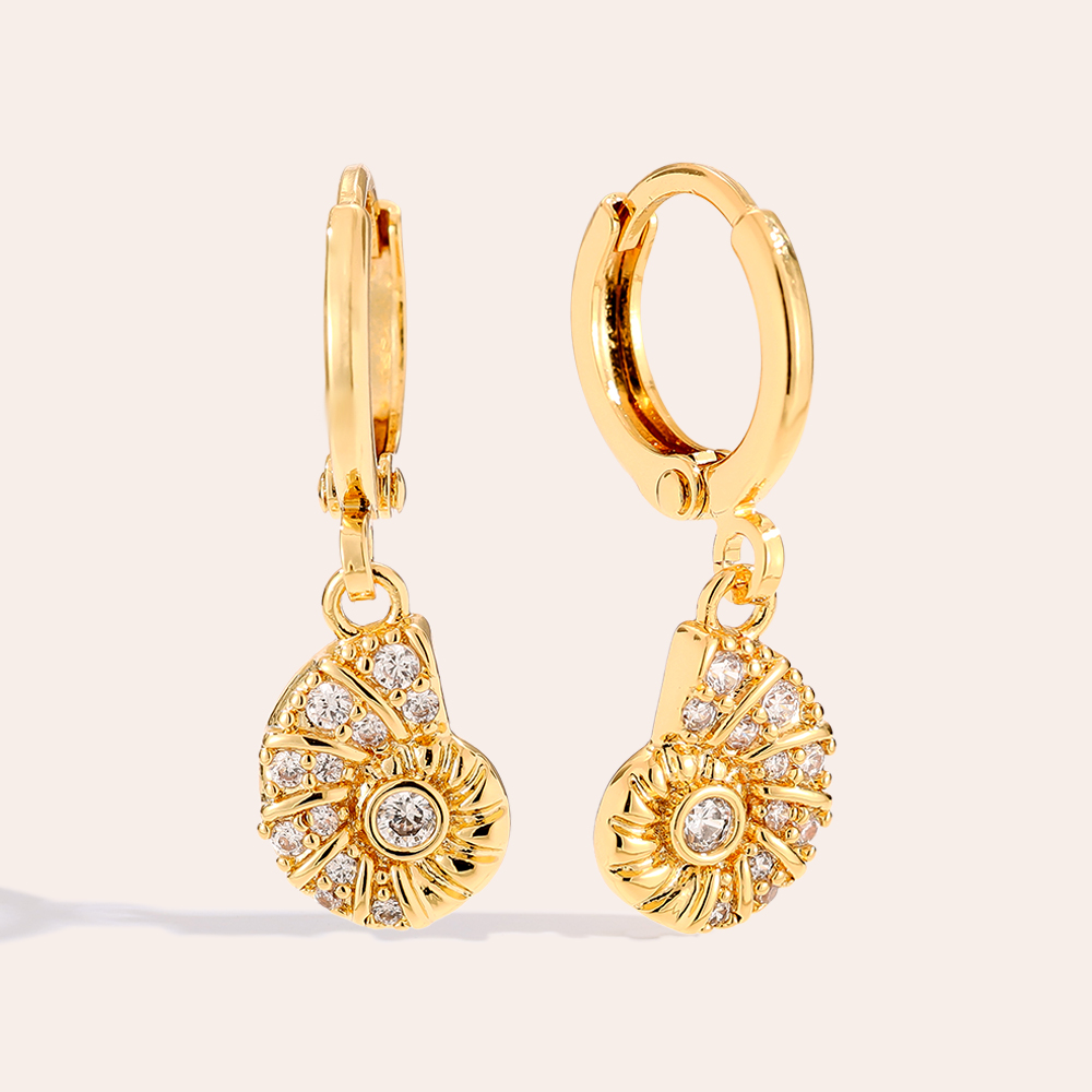 25mm Cute Conch Diamond Gold Plated Earrings