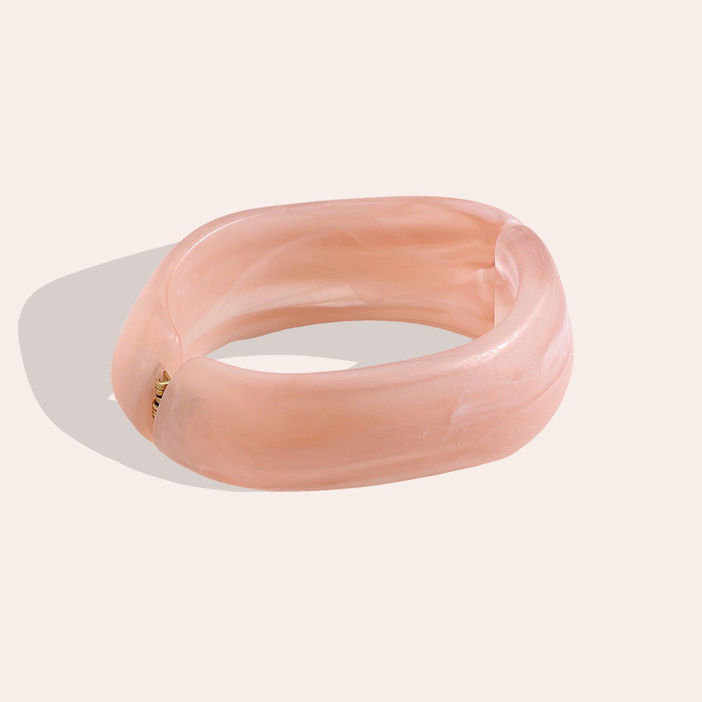 Stainless steel bangle Adjustable oval resin