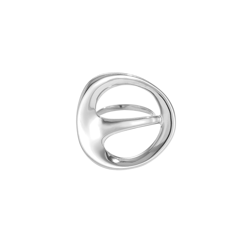 Adjustable large circle design stainless steel ring   