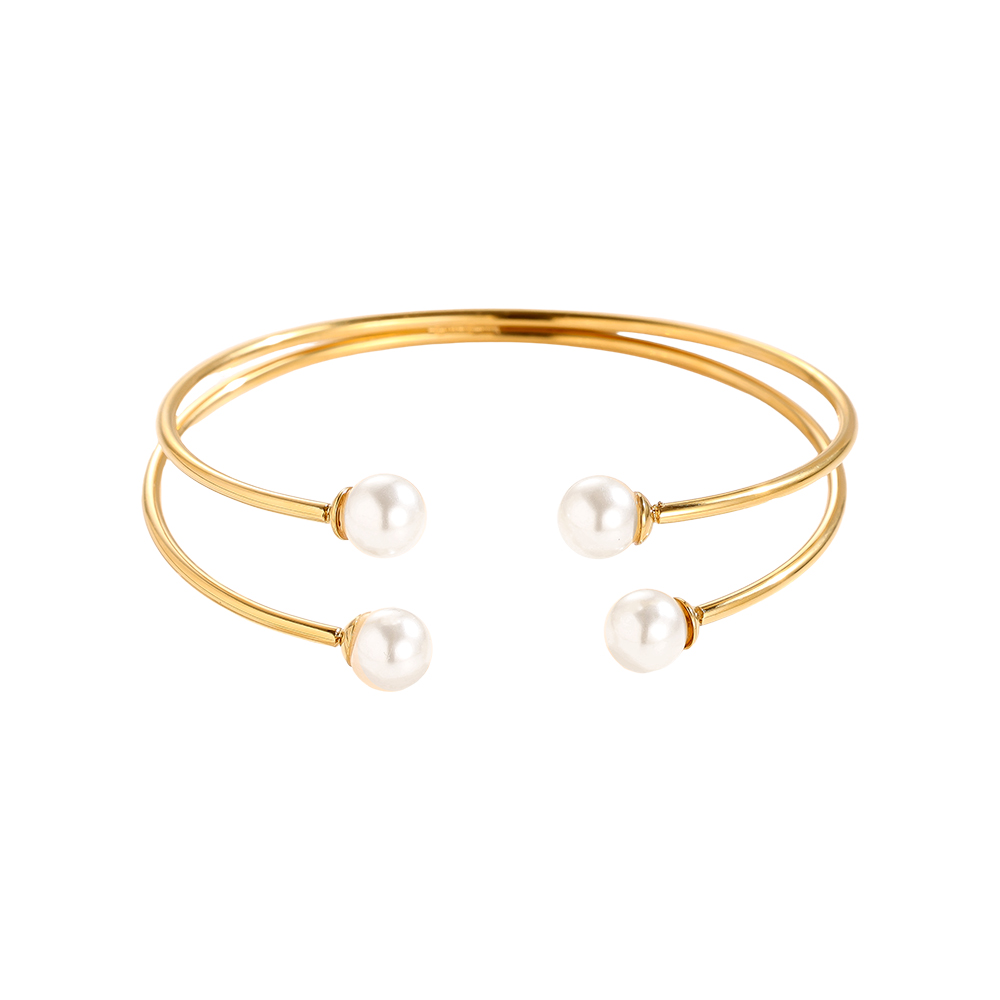 Adjustable Four Pearl stainless steel bangle      