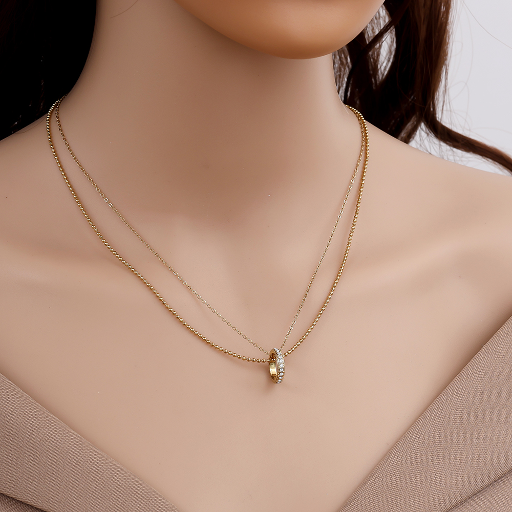 40cm Mini Diamond Ring Stainless Steel Necklace  