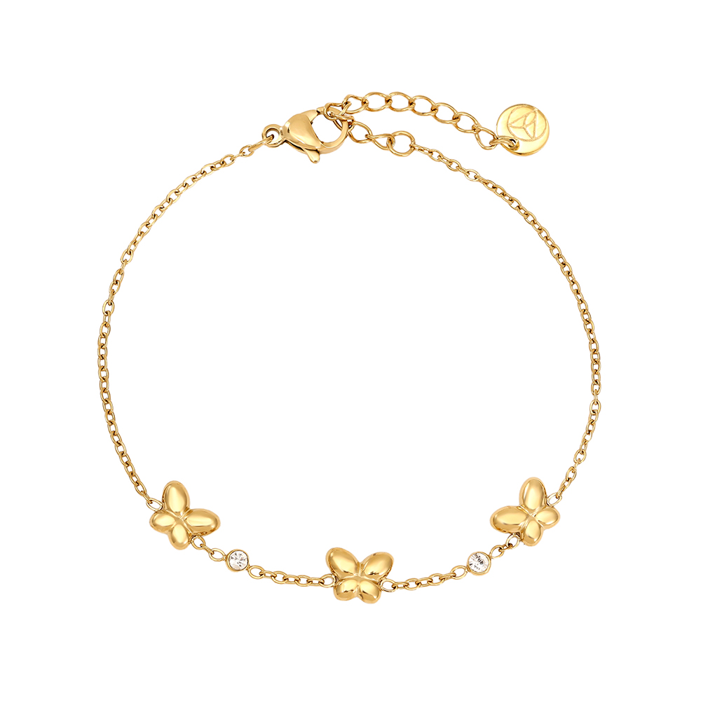 17cm Butterfly And Diamond Dots Stainless Steel Bracelet  