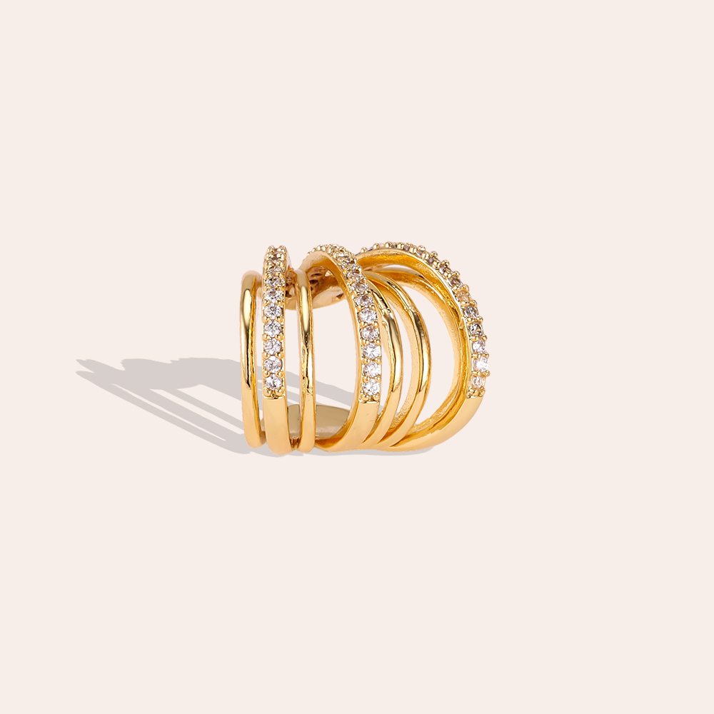 Gold-plated ear cuffs with 15mm cubic zirconia ‘mini-diamonds’