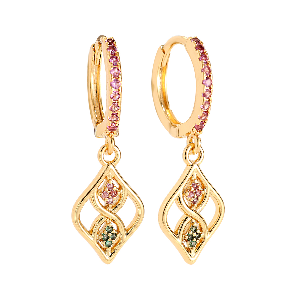 2.9cm Fancy Diamond Gold Plated Earrings    
