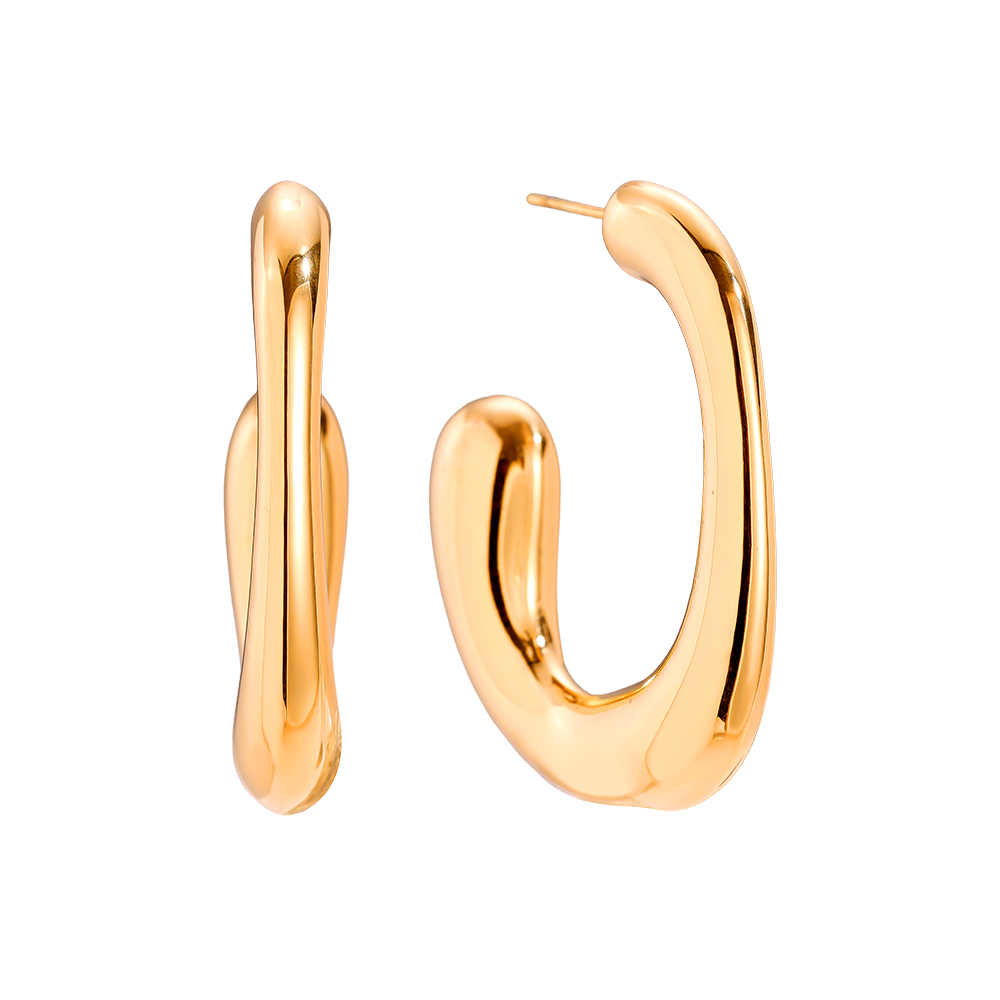 40mm Fine Half Egg Hoop Stainless Steel Earrings       