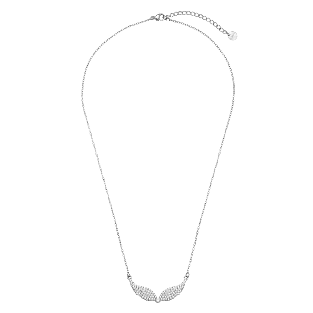 43cm angel wing zirconia stainless steel necklace