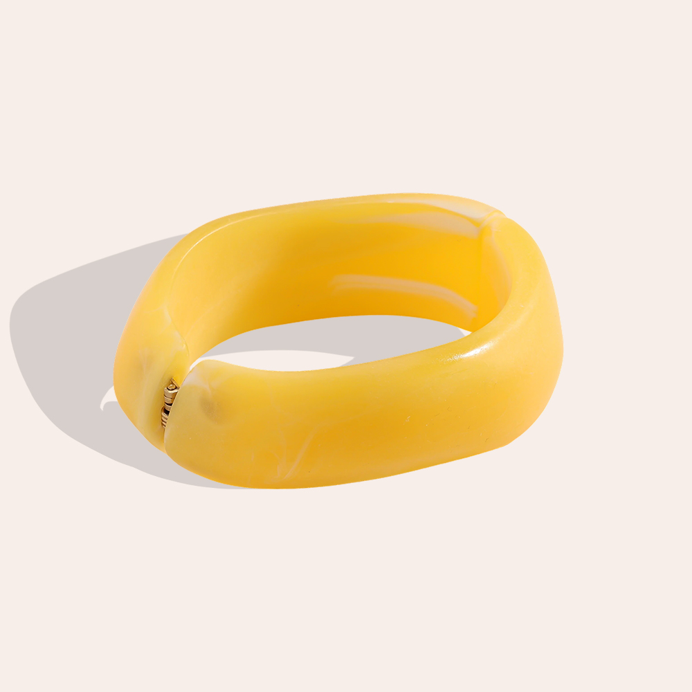 Stainless steel bangle Adjustable oval resin