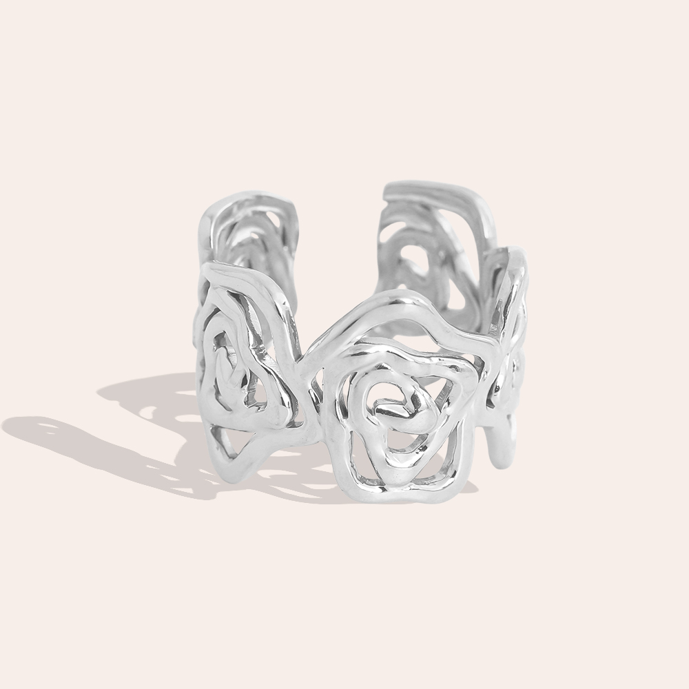Adjustable rose lustre stainless steel ring    