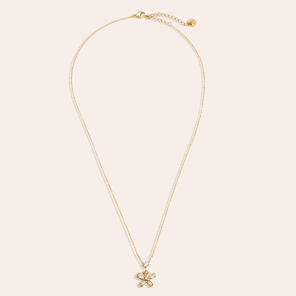 40cm zirconia butterfly stainless steel necklace 