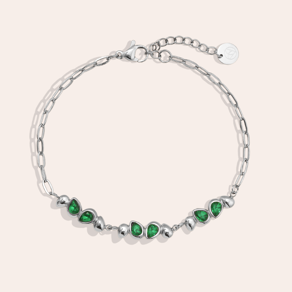 Stainless steel bracelet 17cm Nice Green Diamond