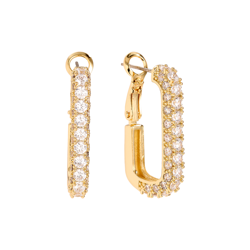 2.3cm Sparkling Diamond Gold-Plated Earrings    