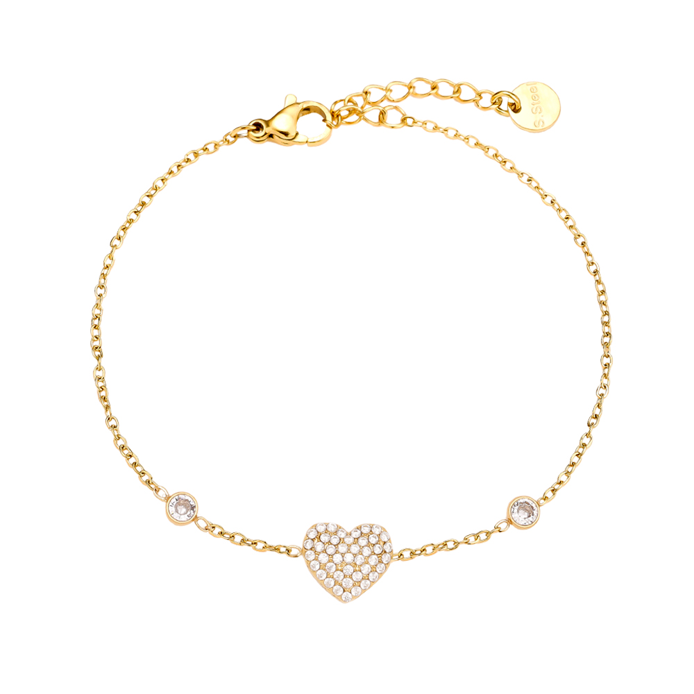 Stainless steel bracelet 17cm Classic Diamond Heart