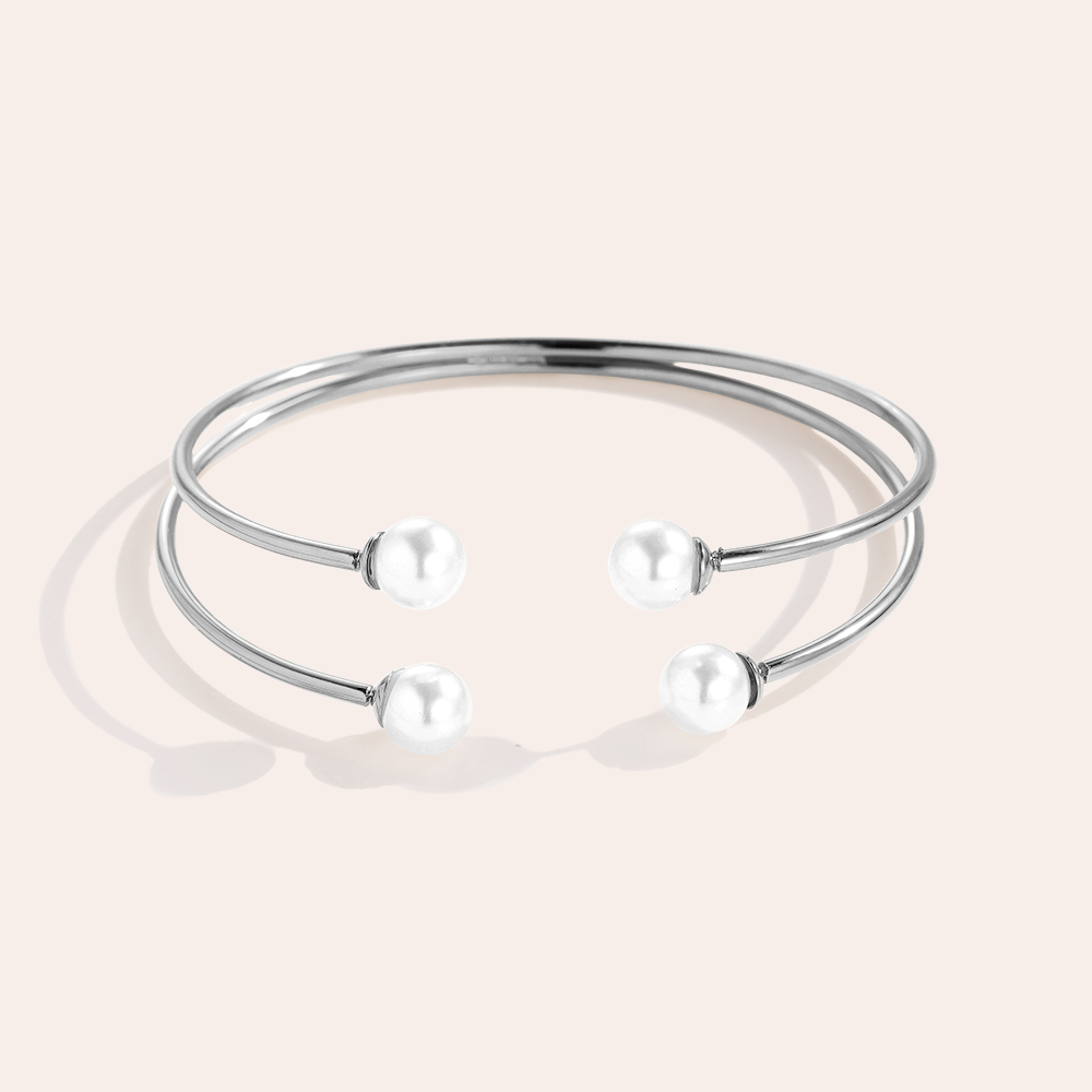 Adjustable Four Pearl stainless steel bangle      