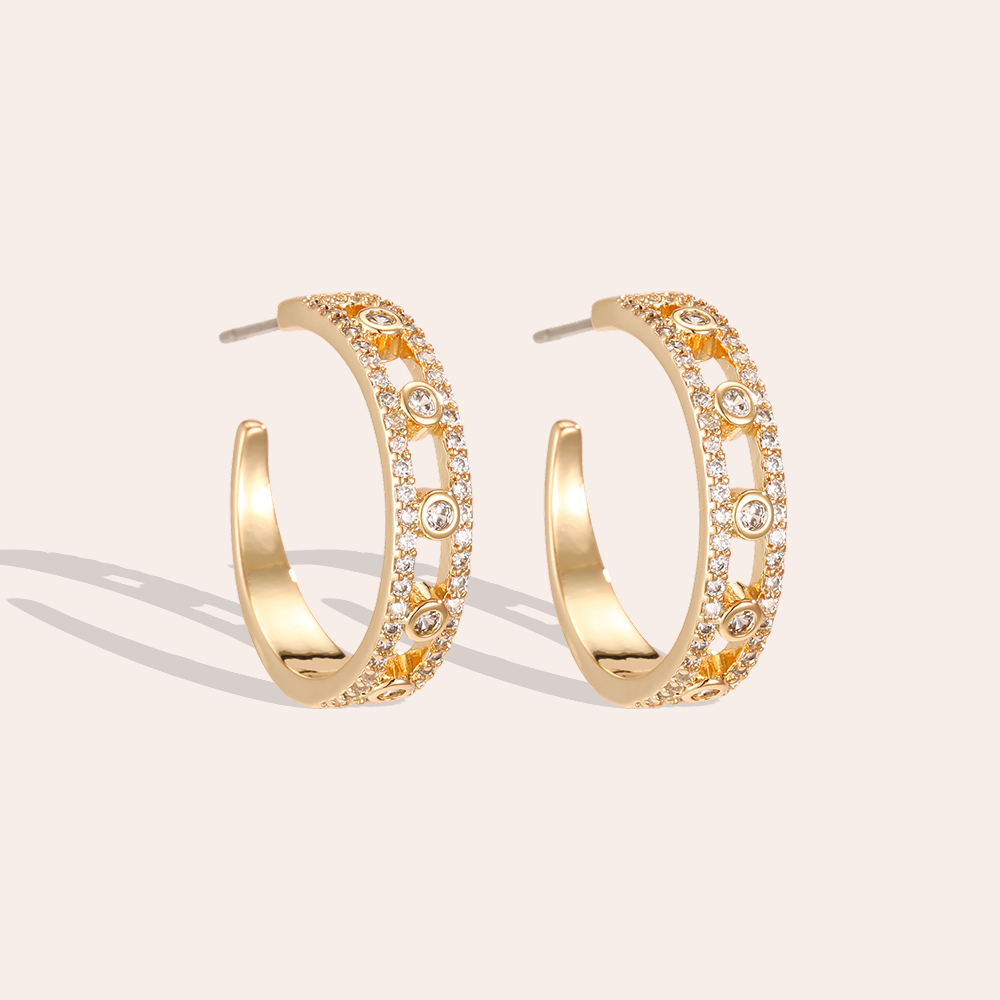 22mm gold-plated earrings: elegant cubic zirconia hoop earrings