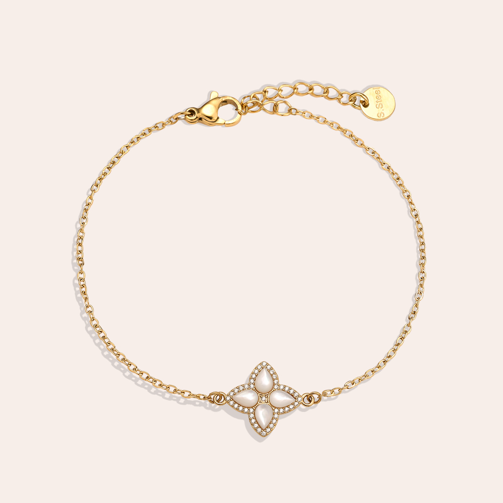 15cm Nice Diamond Luckly Flower stainless steel bracelet   