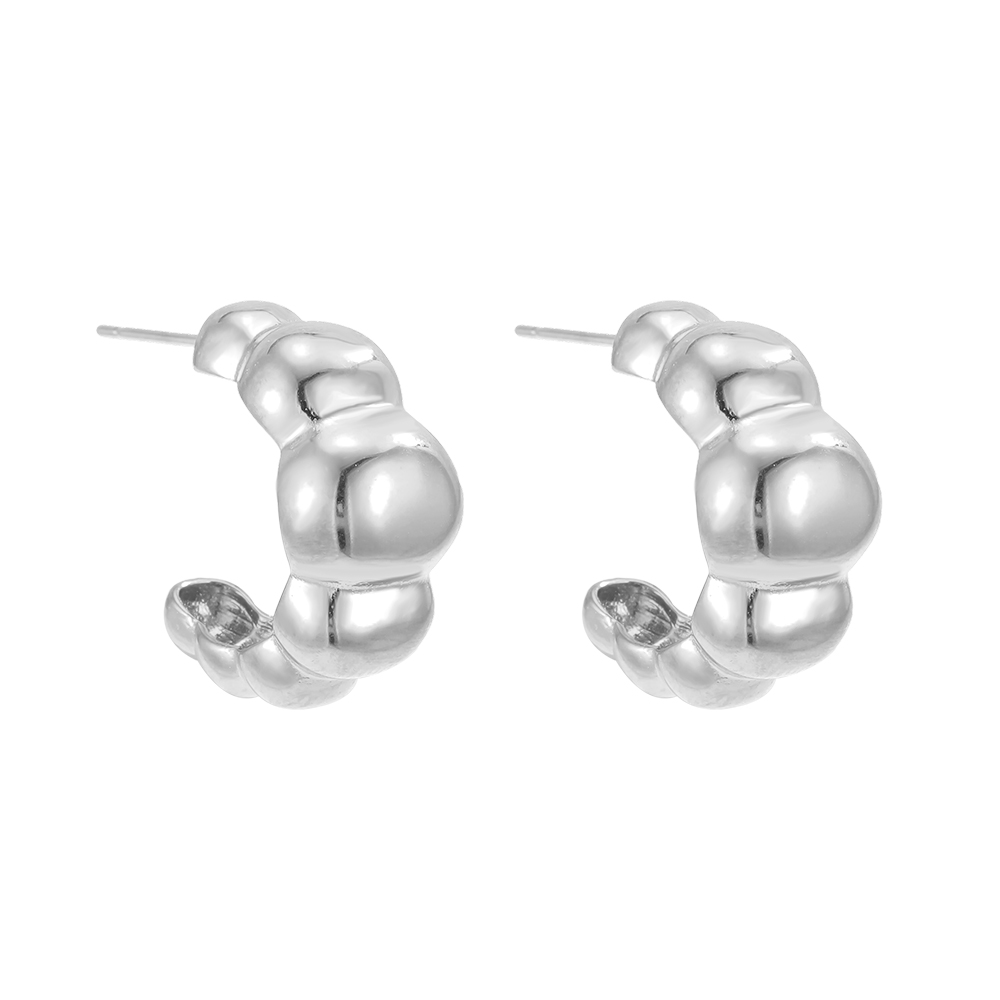 Stainless steel earrings, 20mm, beautiful ribbed circle 