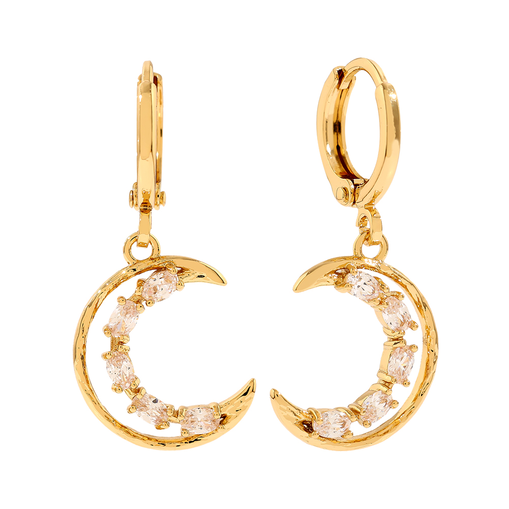 31mm Halfmoon Diamond Gold-plated Earrings