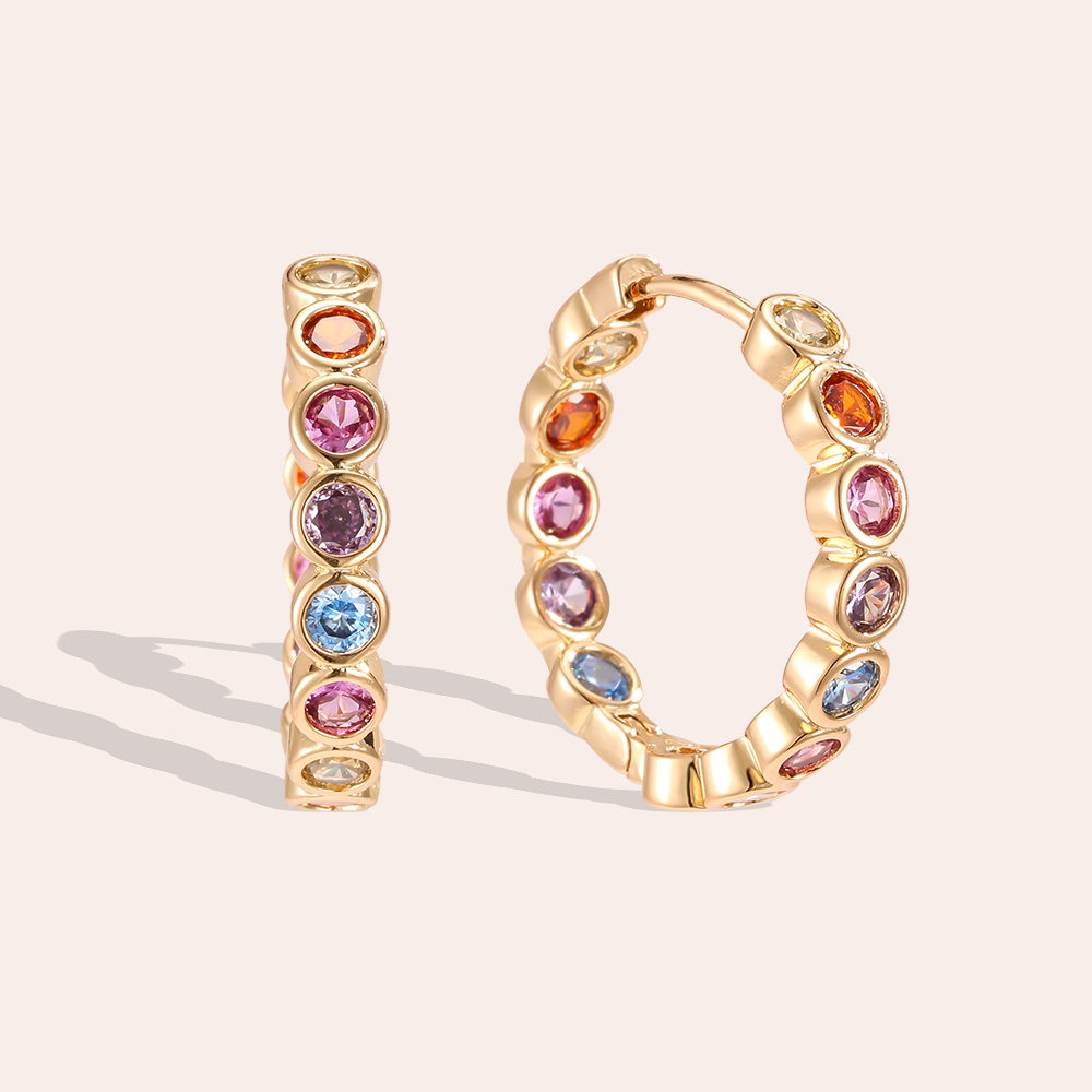 Gold-plated 24mm cubic zirconia hoop earrings 