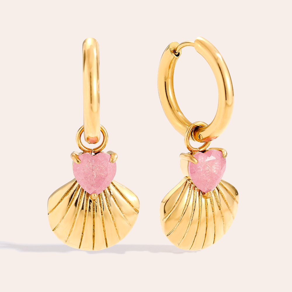 4.2cm Two Hearts Diamond Stainless Steel Earrings