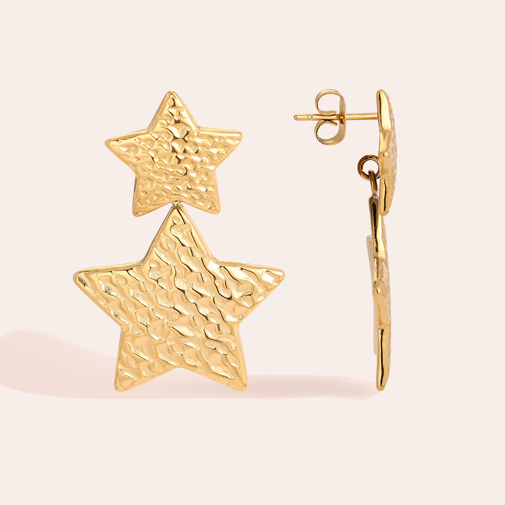 Stainless steel earrings 2 Golden Stars