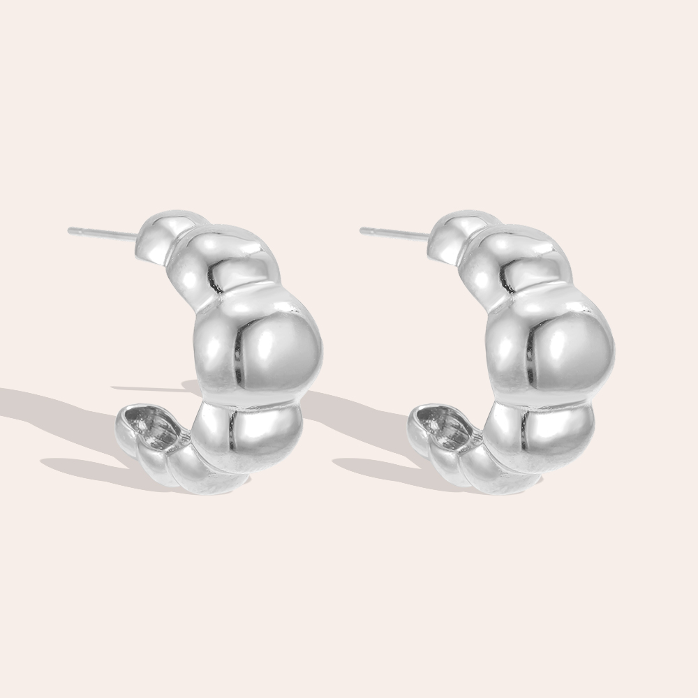 Stainless steel earrings, 20mm, beautiful ribbed circle 