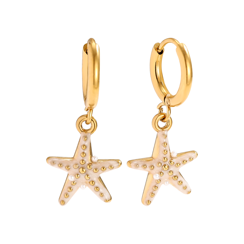 1.2*2.8cm white starfish stainless steel earrings    