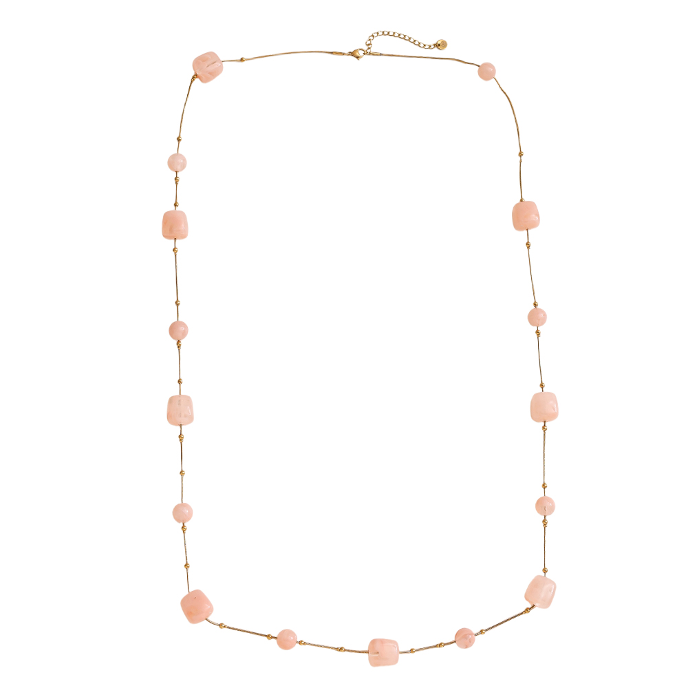 90cm resin cube and bead stainless steel necklace    