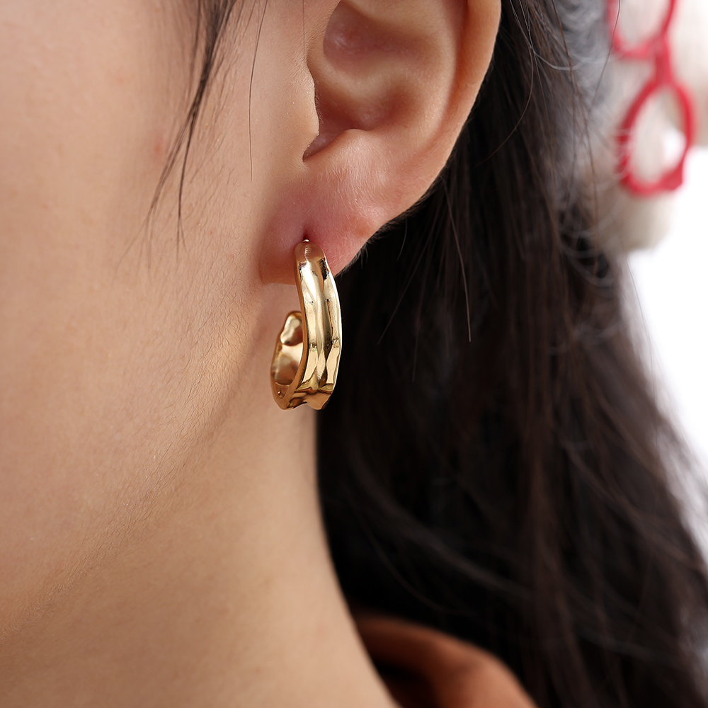 25mm textured stainless steel earrings