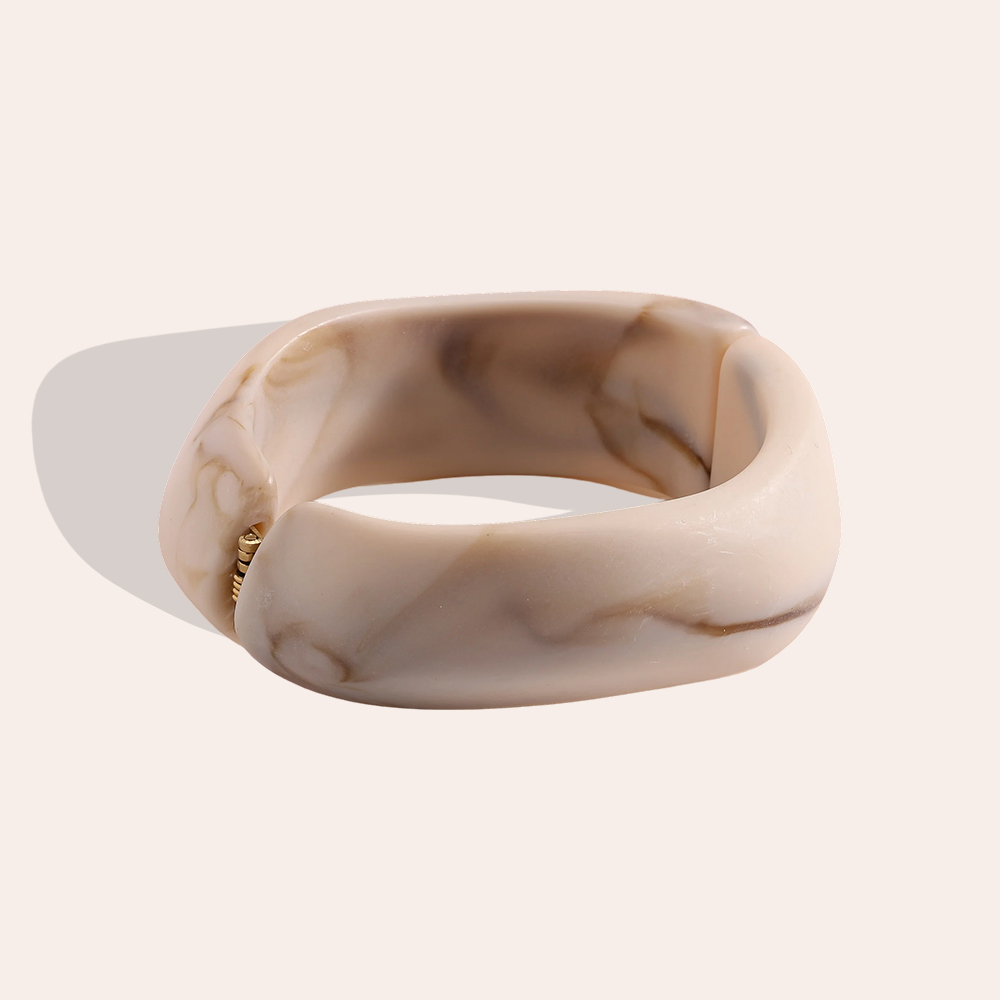 Stainless steel bangle Adjustable oval resin
