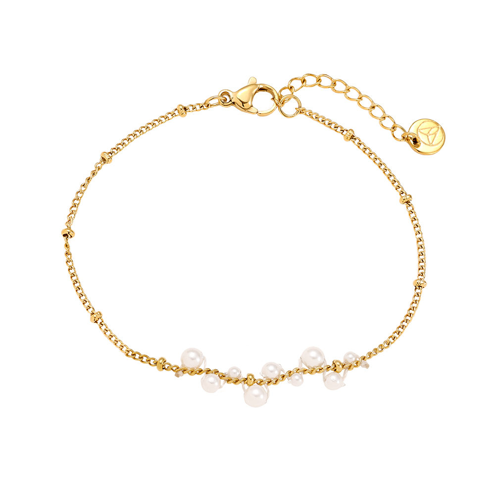 17cm Pearl Dots stainless steel bracelet   