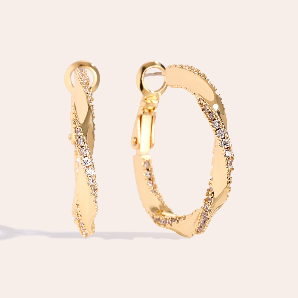 2.5cm Diamond Twist Hoop Gold-Plated Earrings     