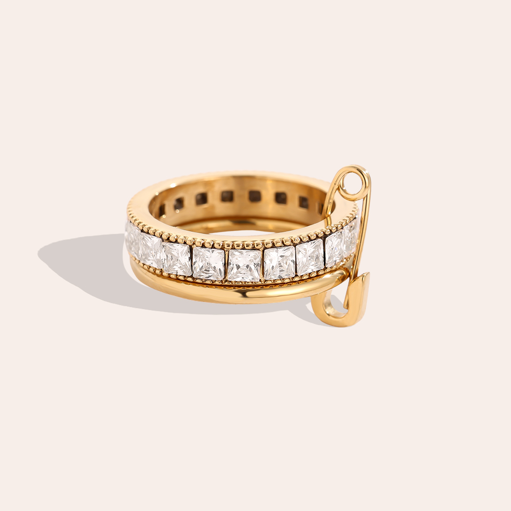 Cube Diamond Ring Set With Pin Stainless Steel Ring    