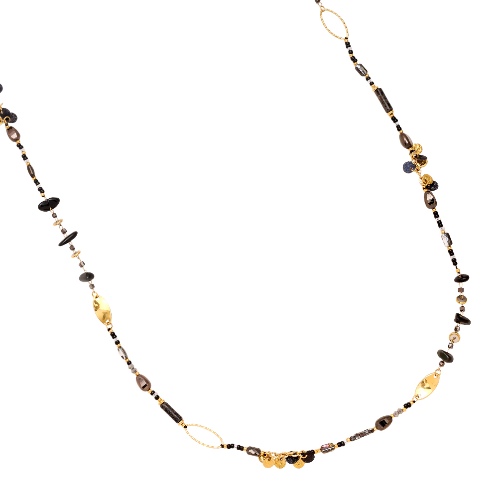 94cm Black Stone Chain stainless steel necklace    