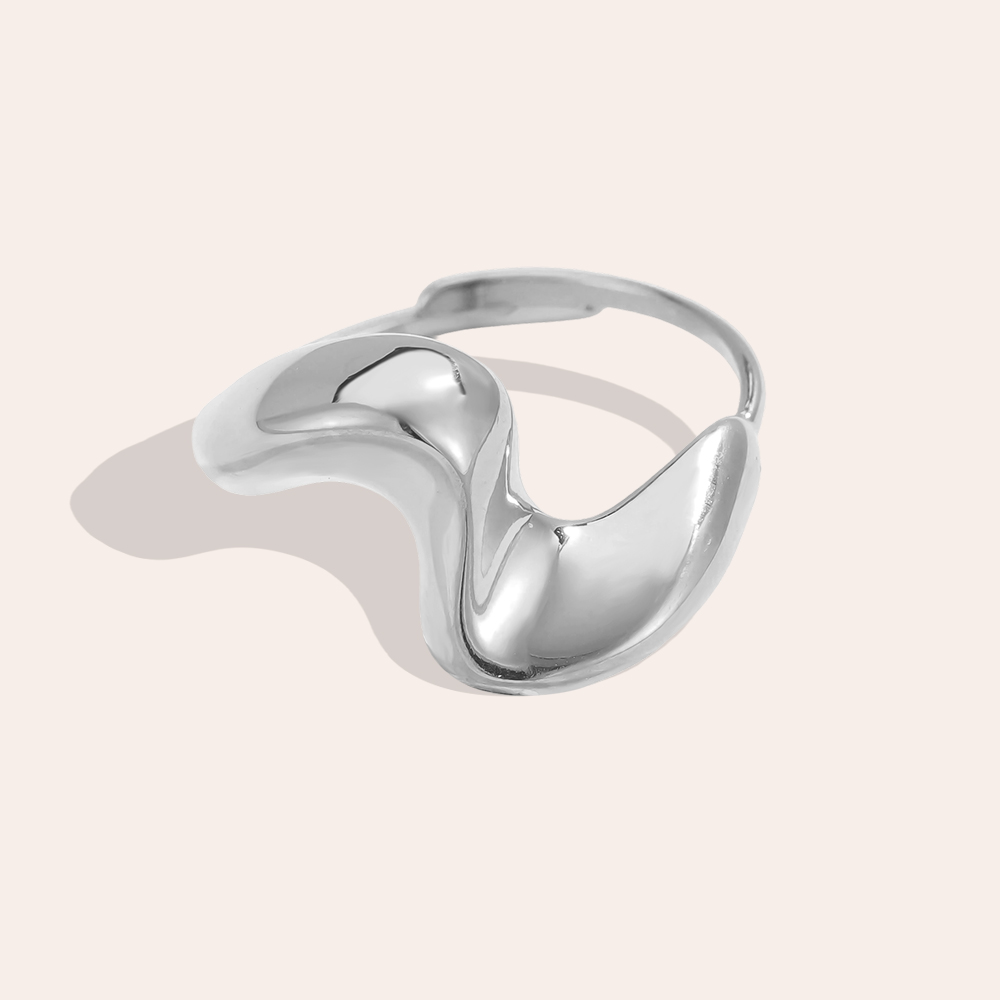 Adjustable relief wave stainless steel ring    
