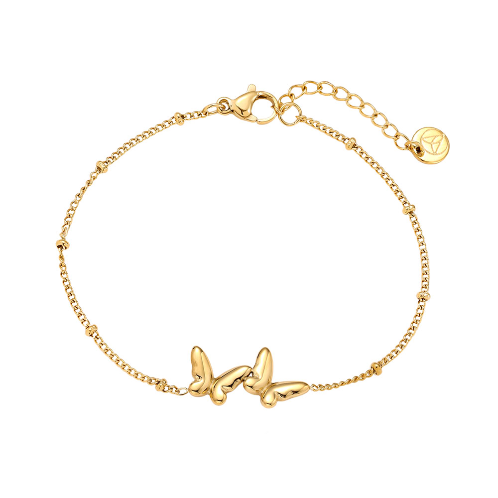 17cm Two Butterfly stainless steel bracelet   