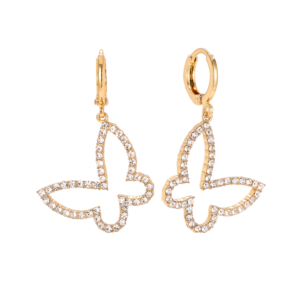 3.5cm zirconia butterfly gold-plated earrings   