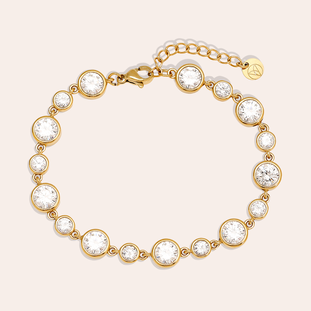 16cm Fancy Round Diamond Chain stainless steel bracelet   