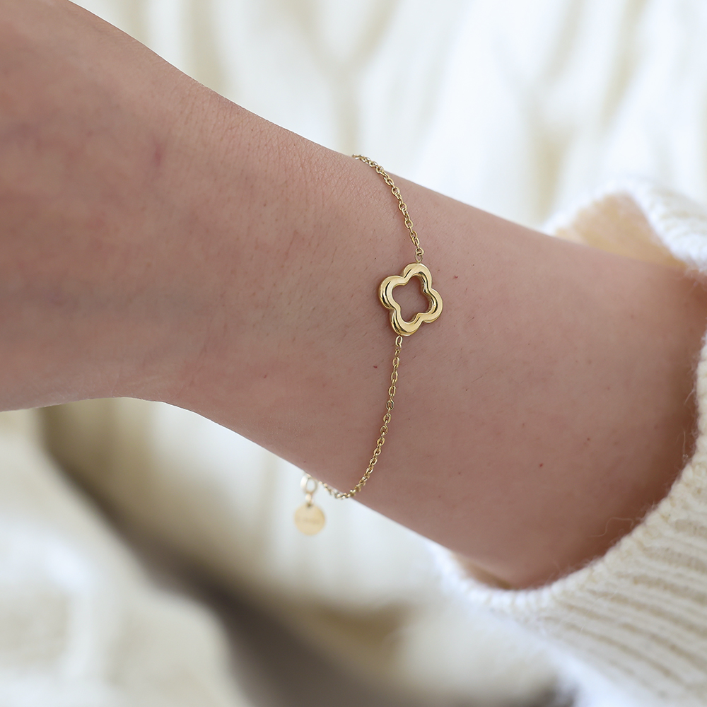 16cm cloverleaf stainless steel bracelet 