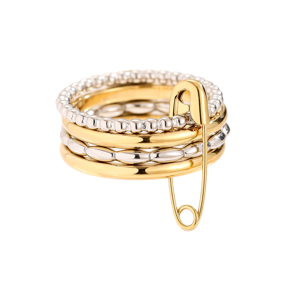 Various Layer Gold And Silver Ring Set With Pin Stainless Steel Ring 