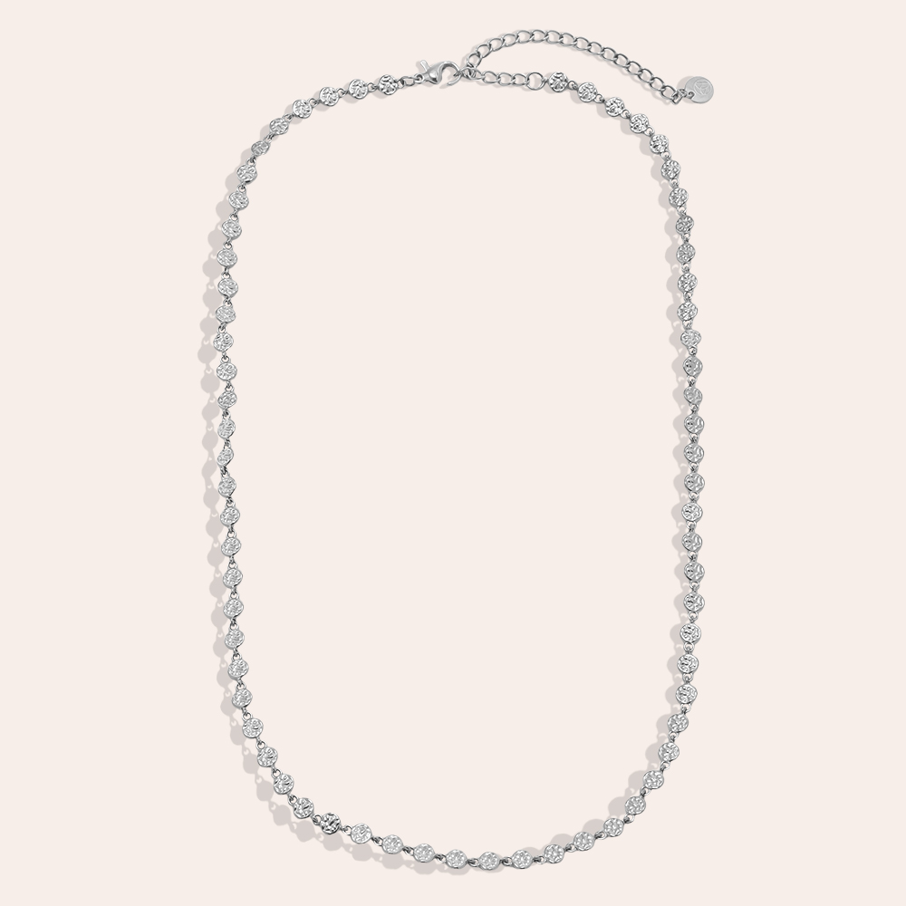 43cm irregular small disc stainless steel necklace    