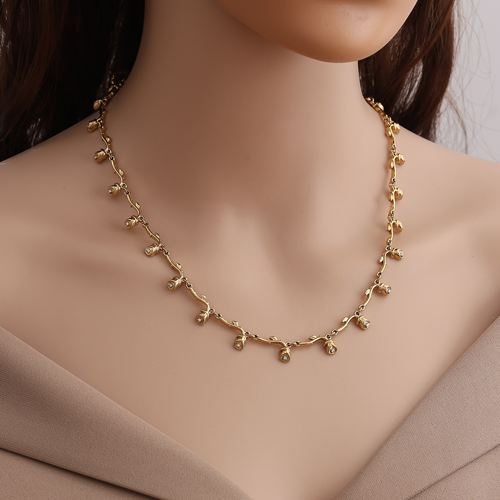 40cm Nice Rose Chain stainless steel necklace      