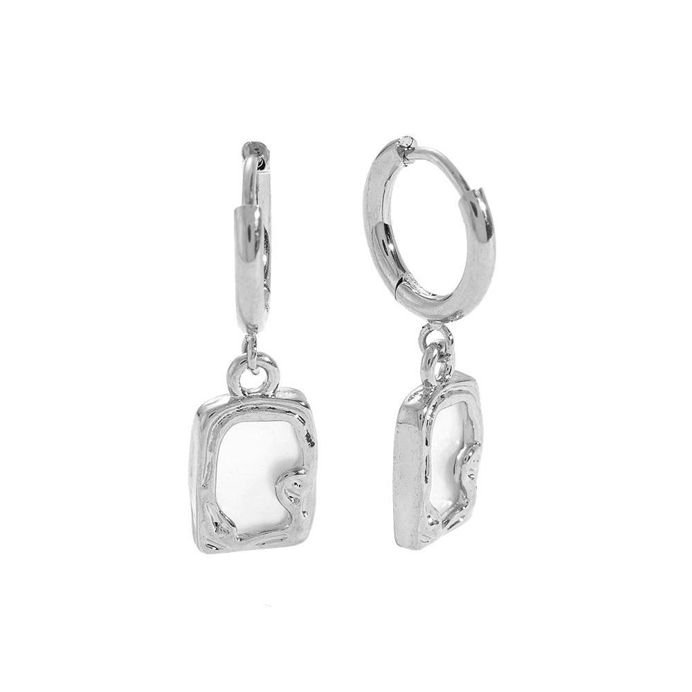 Stainless steel earrings Shining Mother Of Pearl In Rectangle Frame
