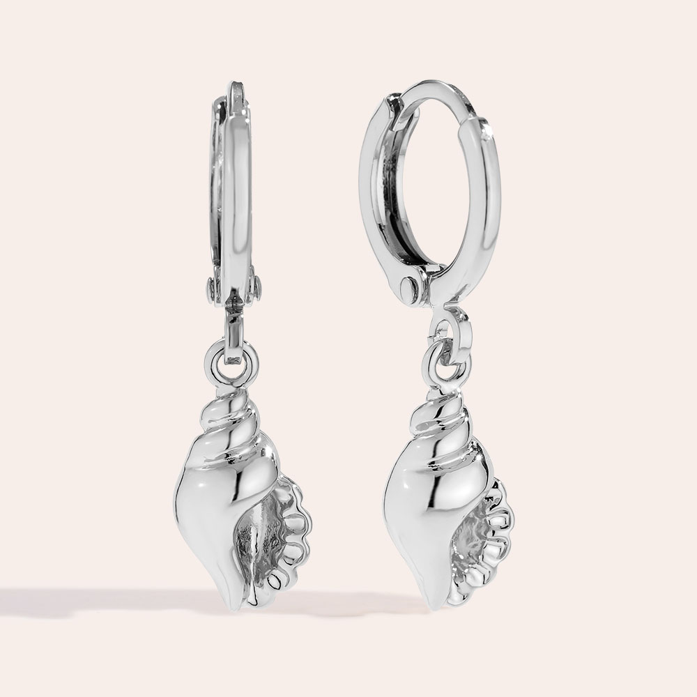 2.7cm Conch gold-plated earrings     