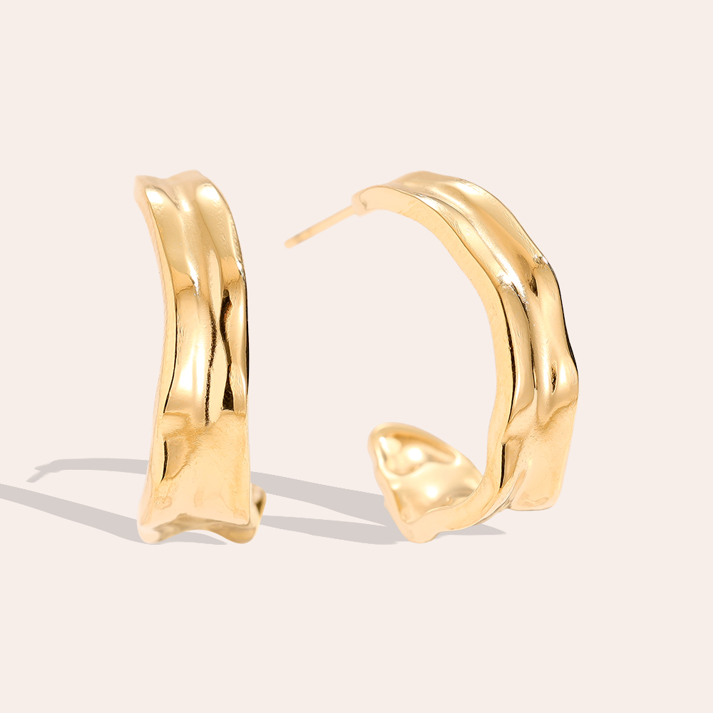 25mm textured stainless steel earrings