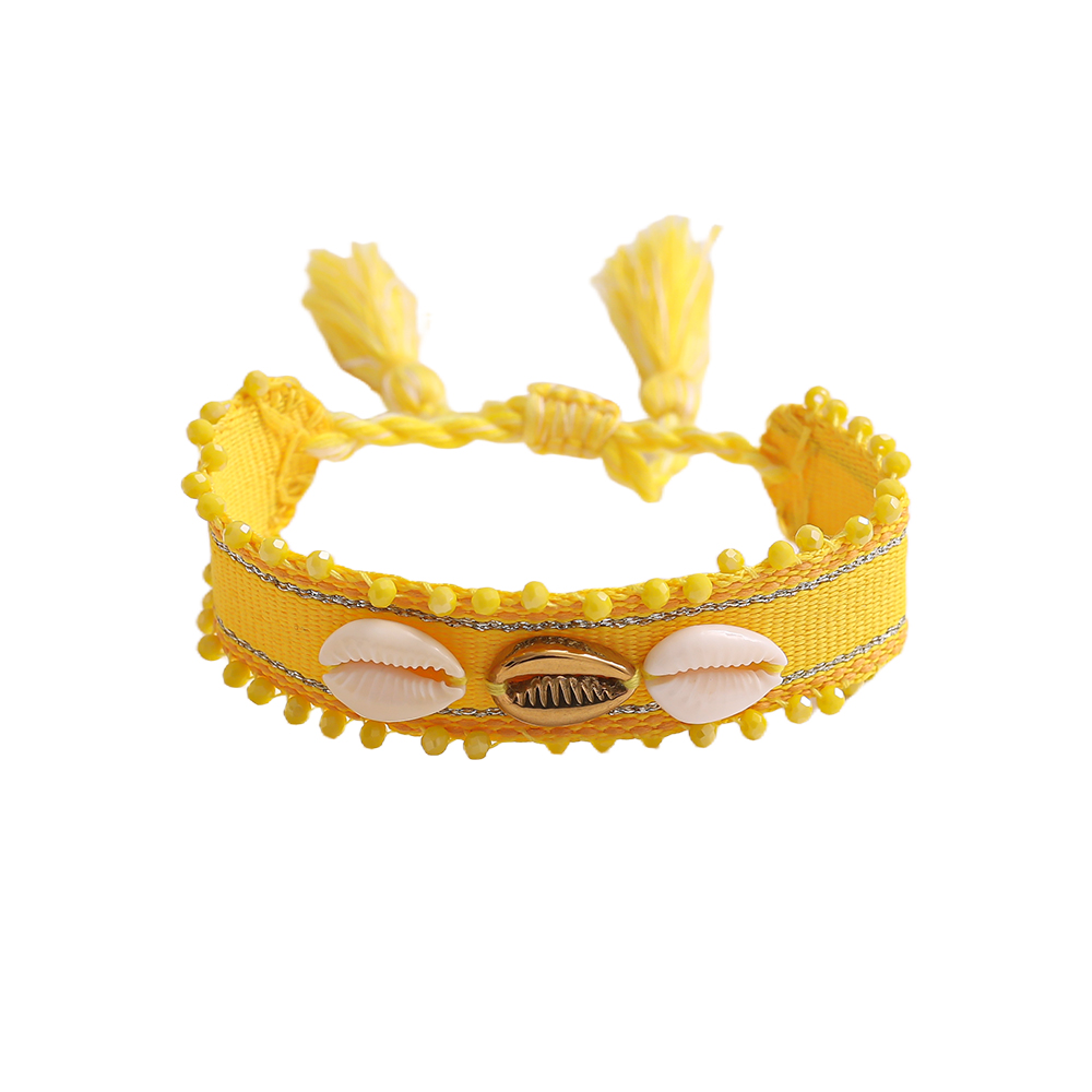 Shell on a polyester bag Stainless steel bracelet