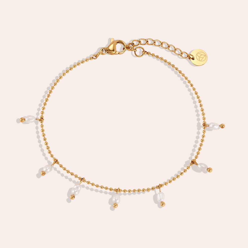 Stainless steel bracelet, 17 cm, with lots of small beads